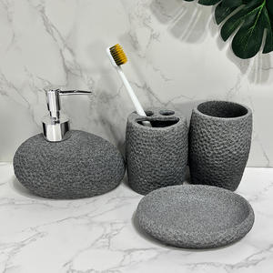 European style <b>bathroom</b> four-piece set Resin sandstone wash kit <b>bathroom</b> supplies home toilet lotion bottle suit - Product Image 2