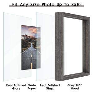 Removable Simple and Easy Photo <strong>Frame</strong> 8x10 Photo <strong>Frame</strong> Double Glass Wall Arts Wooden Picture Photo <strong>Frame</strong> - Product Image 5