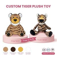 Boneka Maskot Harimau Bergaris Bordir Kustom, Mainan Plush Lembut, Hadiah Ulang Tahun, Isi Kapas PP Super Lembut, Pereda Stres