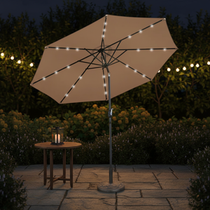 <span class=keywords><strong>Parasol</strong></span> d'extérieur solaire à LED avec chargeur intégré, 2,7 m, 8 baleines en acier, vente en gros - Product Image 1