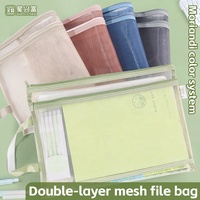 Pochette de présentation portable Startrichest à double fermeture éclair, classeur de livres scolaires, sac de rangement décontracté A4, pochette en maille PP pour documents