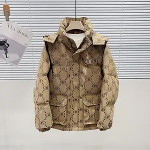 Yufan-Chaqueta gruesa con capucha de Jacquard para hombre, chaqueta de invierno de alta calidad con bordado del alfabeto, acolchada, personalizada