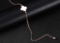 Trèfle avec bracelet incrusté de nacre pour femme design classique bracelet trèfle fantaisie porte-bonheur en acier titane or rose