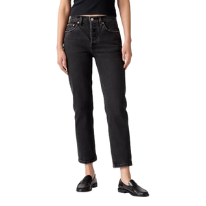Shorts in denim da donna a vita alta a gamba dritta (Nuovo) Elasticizzati 31W X 26L - Product Image 1