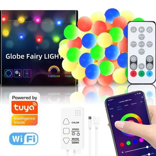 Dreamcolor Globe Fairy Lights String Wifi LED String Waterproof Outdoor App Remote Control Garland Fairy Lights Decoration