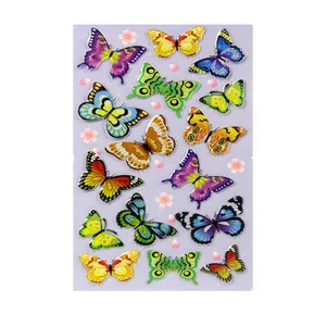 Cute dome clear resin 3D butterfly self adhesive custom design decorated epoxy sticker