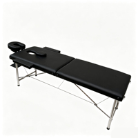 Table de massage pliable de haute qualité à 2 sections, pieds en acier inoxydable, portable, pour salon et spa, avec accessoires