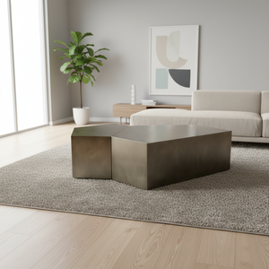 Mesa de Centro Moderna Irregular y Móvil, Estructura de Acero Inoxidable Resistente y Ecológica con Pintura en Aerosol, Muebles para Sala de Estar - Product Image 1