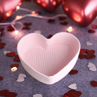 Panier décoratif en corde de coton avec motif cœur rose pour la Saint-Valentin, les mariages et les fêtes, idéal pour l'emballage de cadeaux
