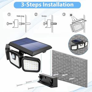 Lampes solaires murales à détecteur de mouvement IP65, lampes solaires de jardin, <span class=keywords><strong>lampe</strong></span> murale LED <span class=keywords><strong>solaire</strong></span>, étanche 3 côtés, 74 LED, lampes solaires d'extérieur - Product Image 5