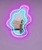 Miroir ondulé moderne avec néon LED, personnalisable, décoration pour la maison et les centres commerciaux, cadeau de rentrée scolaire - Product Image 2