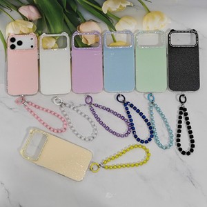 เคสโทรศัพท์สีกลิตเตอร์พร้อมกรอบกล้องประดับเพชร สายคล้องข้อมือแบบลูกปัด น่ารัก ป้องกันได้ดี สำหรับ <span class=keywords><strong>iPhone</strong></span> 17 <span class=keywords><strong>Pro</strong></span> <span class=keywords><strong>Max</strong></span> 16 15 14 <span class=keywords><strong>11</strong></span> - Product Image 2