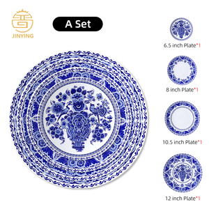 Hiện Đại Hoa Mô Hình Tấm Gốm Bộ Đồ Ăn Cho Đám Cưới Sạc Tấm Bộ Đồ Ăn Hoa Đặt Bữa Ăn Tối Sứ - Product Image 6