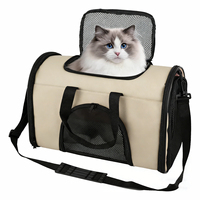 Sac de transport pour animaux de compagnie, chat, chien, respirant, pliable, sangle d'épaule réglable, tapis en polaire amovible, tissu Oxford