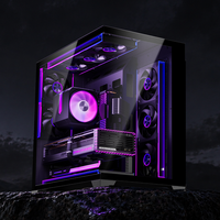 upHere UC01 Panoramic PC Case, Dual Tempered Glass Mid-Tower Computer Case, 360mm Liquid Cooling ATX Tower PC Case