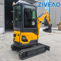 ZIVEAO Excavator Mini Berukuran Kecil dengan Silinder Hidrolik, Aksesoris Bucket, Excavator Multifungsi untuk Kebun, Excavator Mobile