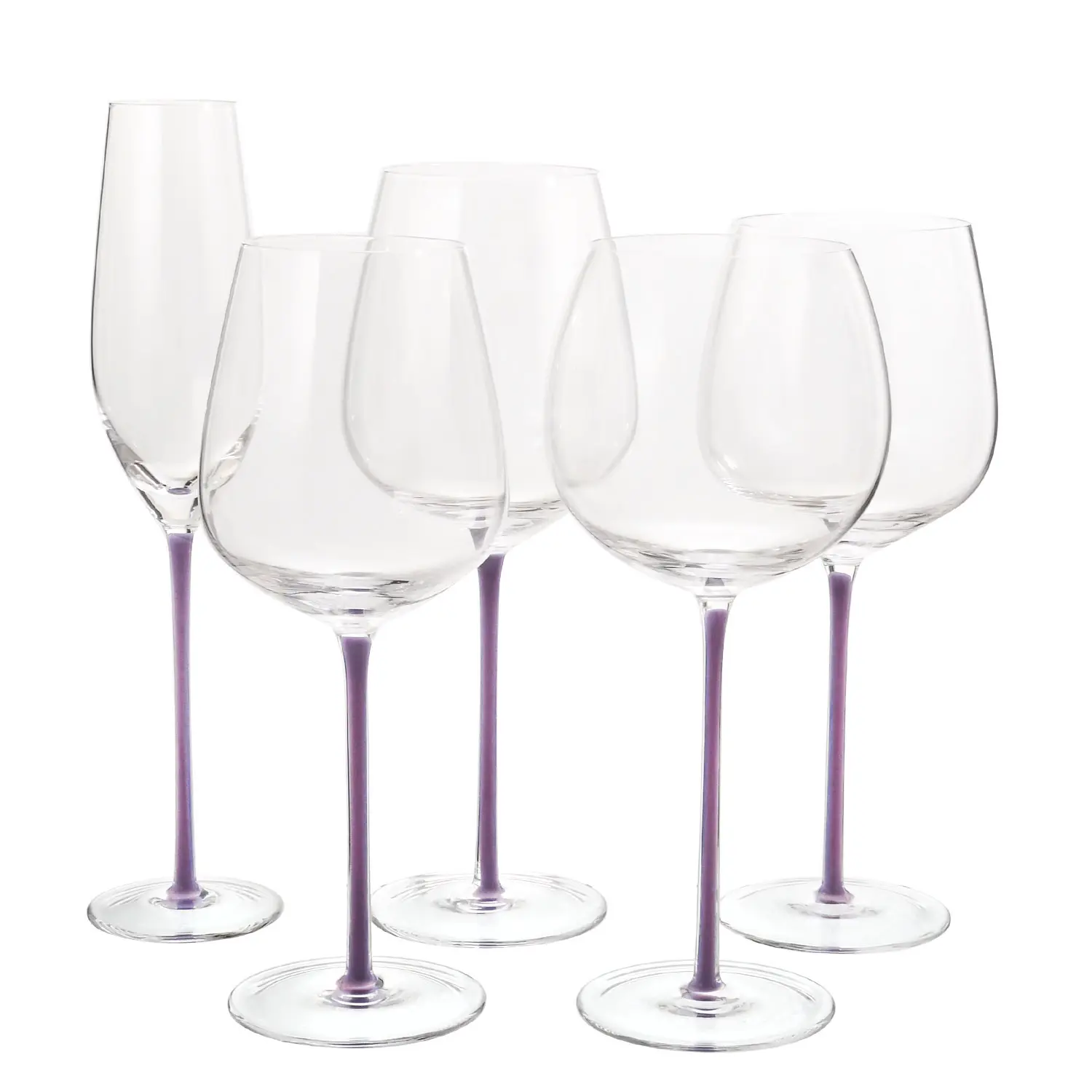 Samlife Wholesale Custom Unique Modern Luxury Hand Blown Colored Stem Crystal Glass Goblet Red Wine Glasses