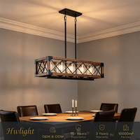Lustre linéaire 5 lumières style ferme, en fer noir avec abat-jour en verre grainé, anti-éblouissement, protection oculaire, pour îlot de cuisine, style industriel