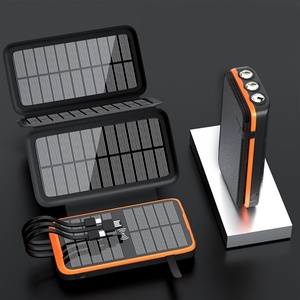 Batterie externe solaire 16000mAh avec panneau solaire, charge rapide sans fil, lampe LED et câble 3 fils - Product Image 5
