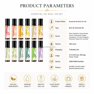 Ensemble de roll-on d'huiles essentielles, mélange d'huiles d'aromathérapie, rose, lavande, menthe poivrée, <span class=keywords><strong>citron</strong></span>, arbre à thé, pour massage, spa, étiquette privée, OEM, ODM - Product Image 5