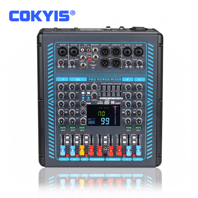 New Private Model 2*250W DJ Power Amplifier Mixer 5 Channel with USB Bluetooths 48 Phantom Power Mixing Console Professional