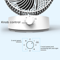 Ventilateur de bureau oscillant pour la maison et le bureau, 8 pouces, 3 pales, hauteur réglable, commande facile