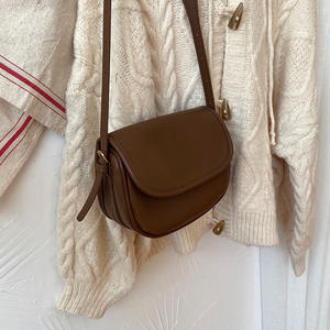 Bolso bandolera para mujer, de piel suave marrón, con hebilla magnética, para uso diario, otoño 2023 - Product Image 2