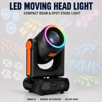 Projecteur LED mobile 250W, faisceau spot, lumière de scène DMX512 15CH, 18 prismes, anneau RGB, lumières de discothèque DJ, 540° rotation, 270° inclinaison