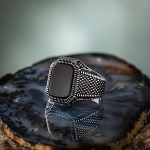 ZhuQian Wholesale Square Black Zircon Mens <strong>Watch</strong> <strong>Rings</strong> Punk Motor Biker Turkish Signet Unique Personality Dainty Jewelry - Product Image 3