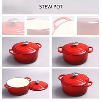 Ensemble de casseroles en émail multicolores en gros, batterie de cuisine en fonte 11 pièces, cocotte à induction