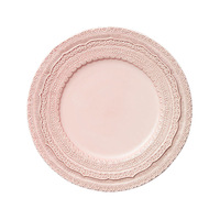 Assiette en porcelaine de 13 pouces, style romantique français, avec dentelle et relief rétro, non toxique, de style occidental européen moderne, pour personnalisation de fête