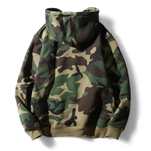 Felpa Unisex in cotone con occhielli in metallo con tasca a canguro e cappuccio con coulisse colore abbinato felpa mimetica alla moda - Product Image 2