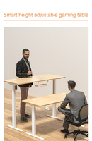 Bureau de travail en bois réglable en hauteur avec grand tapis de souris, noir ébène, bureau d'ordinateur de jeu électrique 160 cm