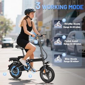 Vélo électrique <span class=keywords><strong>pliable</strong></span> mini 14 pouces sans balais 350W, vitesse unique, batterie lithium 500Wh, freins à disque, portable, rangement pour coffre de voiture ou <span class=keywords><strong>appartement</strong></span> - Product Image 2