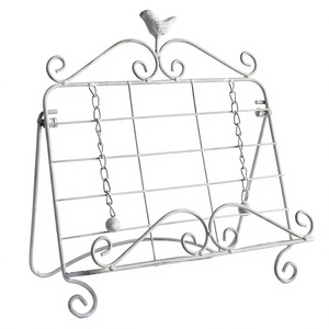 Soporte de Metal Forjado para Libros de Cocina, Color Blanco, Estilo Vintage, Portátil, para Decoración de Hogar u Oficina - Product Image 1
