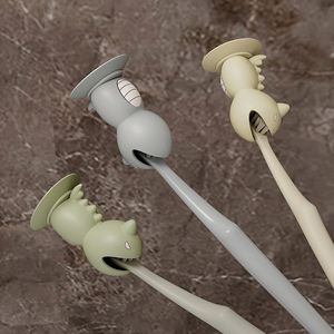 Cute Dinosaur Silicone <b>Toothbrush</b> <b>Holder</b> with <b>Suction</b> Cup, Dustproof Portable <b>Toothbrush</b> Cover for Bathroom & Travel - Product Image 3