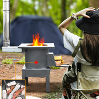 Poêle mobile multifonctionnelle en acier inoxydable de style ancien, à charbon de bois, sans fumée, pour le camping en plein air et l'usage domestique