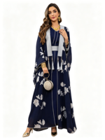 Robe de mode musulmane de haute qualité pour femme, Abaya brodée, jupe ample, style Moyen-Orient Dubaï, ensemble jupe à manches chauve-souris