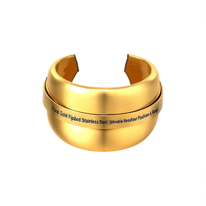 Floral Gold Plated Stainless Steel Bracelet Sustainable Resistant Fashion <b>Bangle</b> - Product Image 2