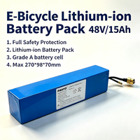 Batteries de scooter électrique 3.0Ah 2.0Ah 18650 avec protection BMS, batterie de vélo électrique 2600mAh, batterie lithium-ion portable 48V 15Ah