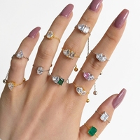Bague en cuivre avec zircon 3A et perle en forme de goutte d'eau, ajustable, bijoux de mode pour femmes, fabrication sur mesure ODM OEM