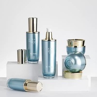Ensemble de flacons et pots cosmétiques de luxe bleus sans air en acrylique avec pompe à lotion, 30g, 50g, 15ml, 30ml, 50ml, 100ml, 120ml