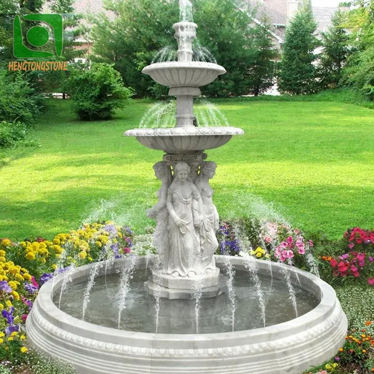 야외 정원 장식 화이트 대리석 그리스 레이디 동상 조각 물 분수