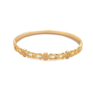 <b>Sweet</b> French Style Metal Openwork Horseshoe <b>Flower</b> Bracelet Gold And Silver Women's Party Jewelry Zinc Alloy Fashion Chain - Product Image 5