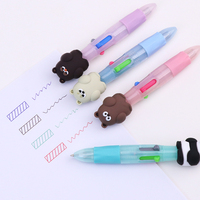 Stylo bille multicolore MONDOF, mini, créatif, thème dessin animé PVC, 0,7 mm, 4 couleurs, avec grip en caoutchouc souple TPR