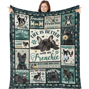 Couverture en flanelle « Dog Mom Ever », couverture de repos, couverture douillette, chaude et super douce pour lit, canapé, fauteuil, impression personnalisée, vente en gros - Product Image 3