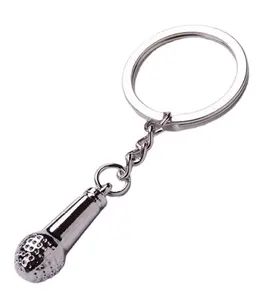 New Product China Supplier Custom Made Silver Microphone Keychain