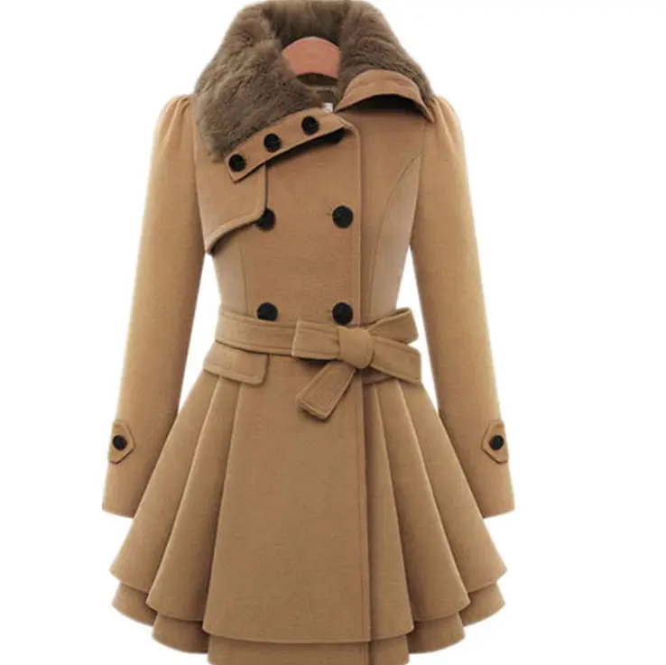 new design European American slim long women coats double breasted trench coat fashion winter clothes