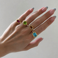Bague de fiançailles chic pour filles, plaquée or, tendance, alliance en acier inoxydable