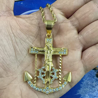 SN279 Pendentif Jésus en cristal serti de pierres, plaqué or, acier inoxydable, collier chaîne corde Hip Hop, bijoux unisexe pour fêtes et usage quotidien